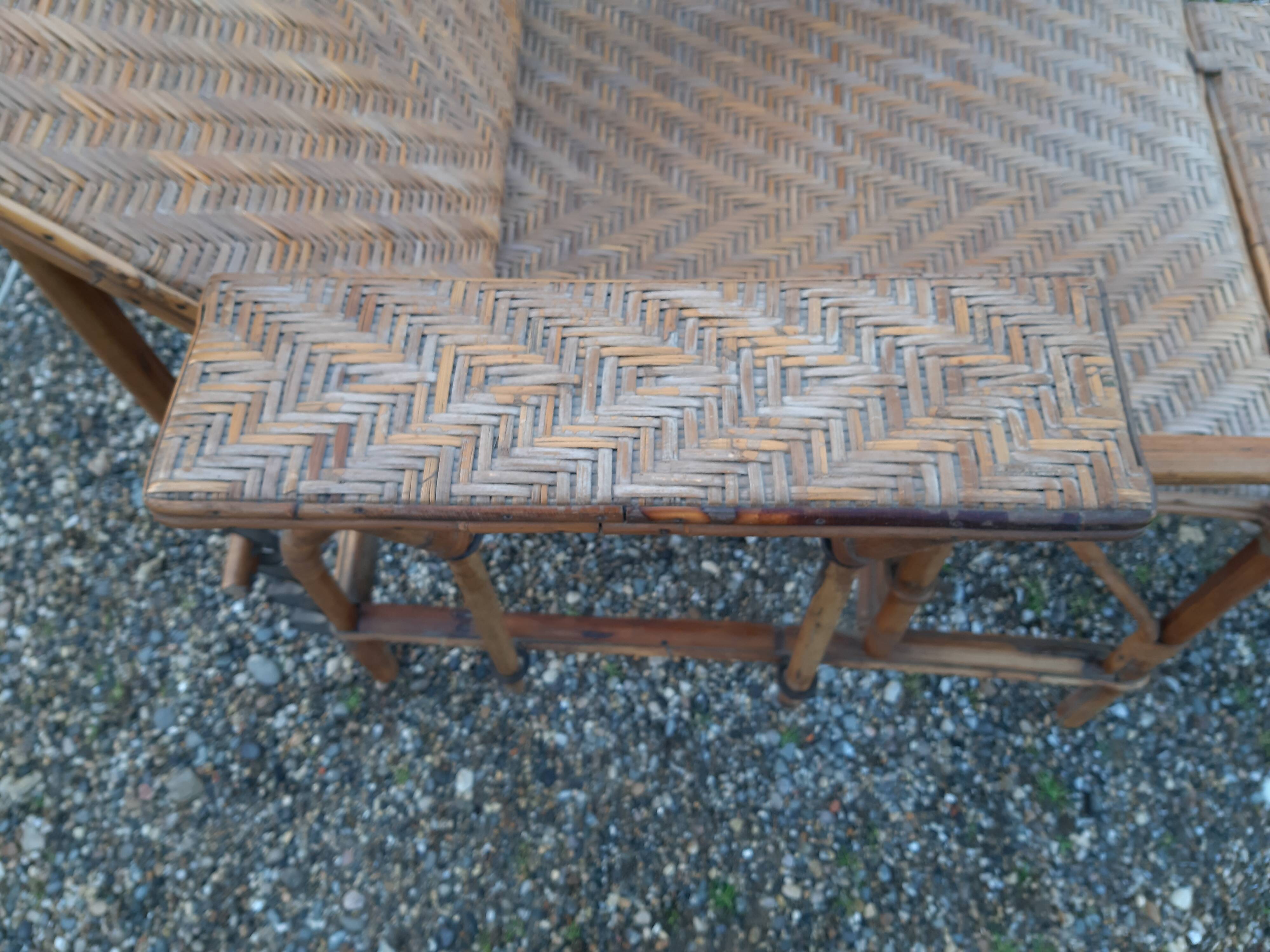 Long Bamboo and rattan chair 1900
