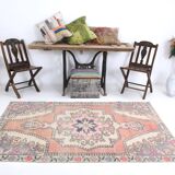 4x7 Pale Orange & Beige Oriental Wool Turkish Vintage Rug, 127x210Cm SK 6787