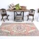 Tapis oriental turc vintage en laine orange pâle et beige 4x7, 127x210 cm SK 6787