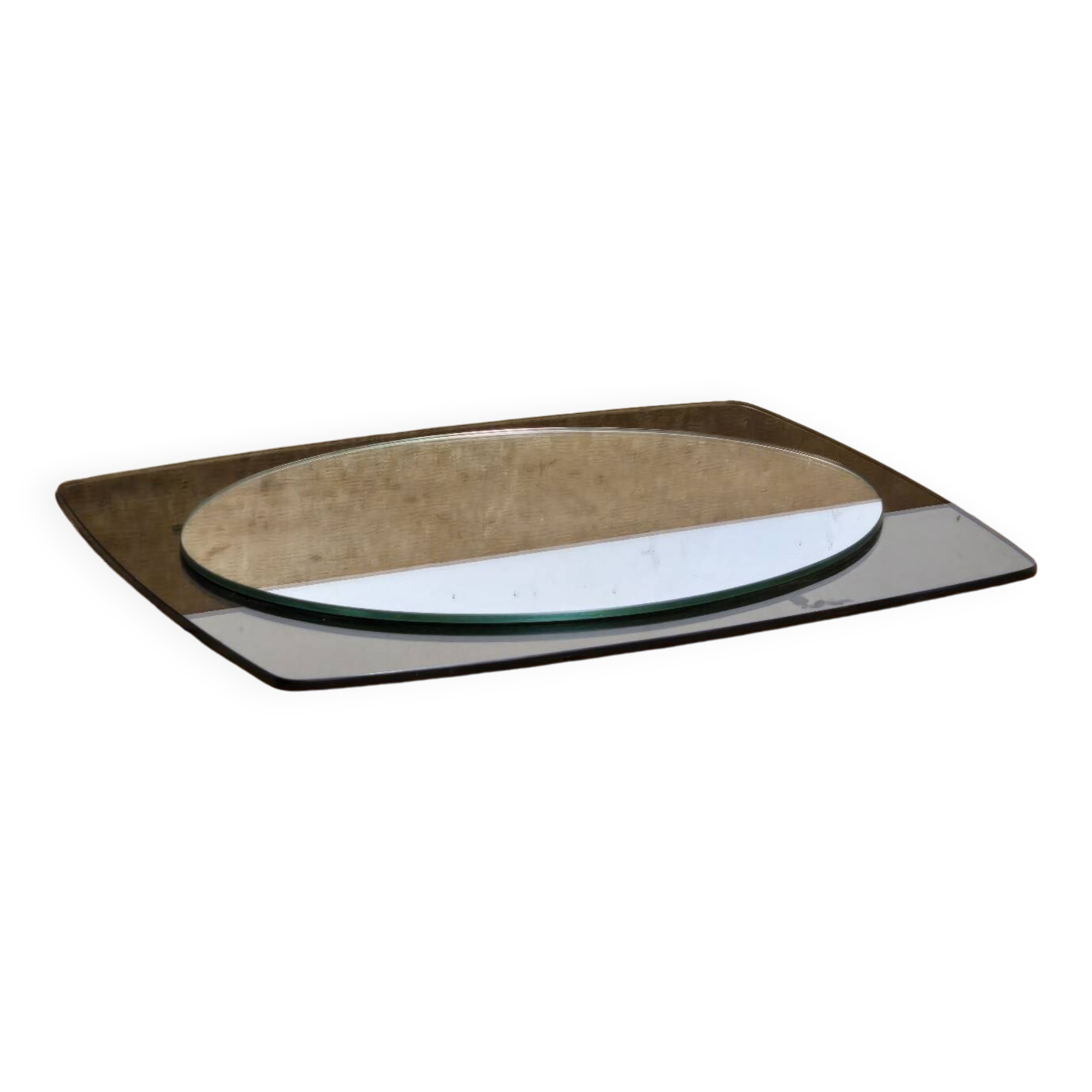 White glass and smoked glass mirror Italy