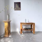 1980 pine wheeled console table