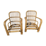 Pair of bamboo and rattan armchairs