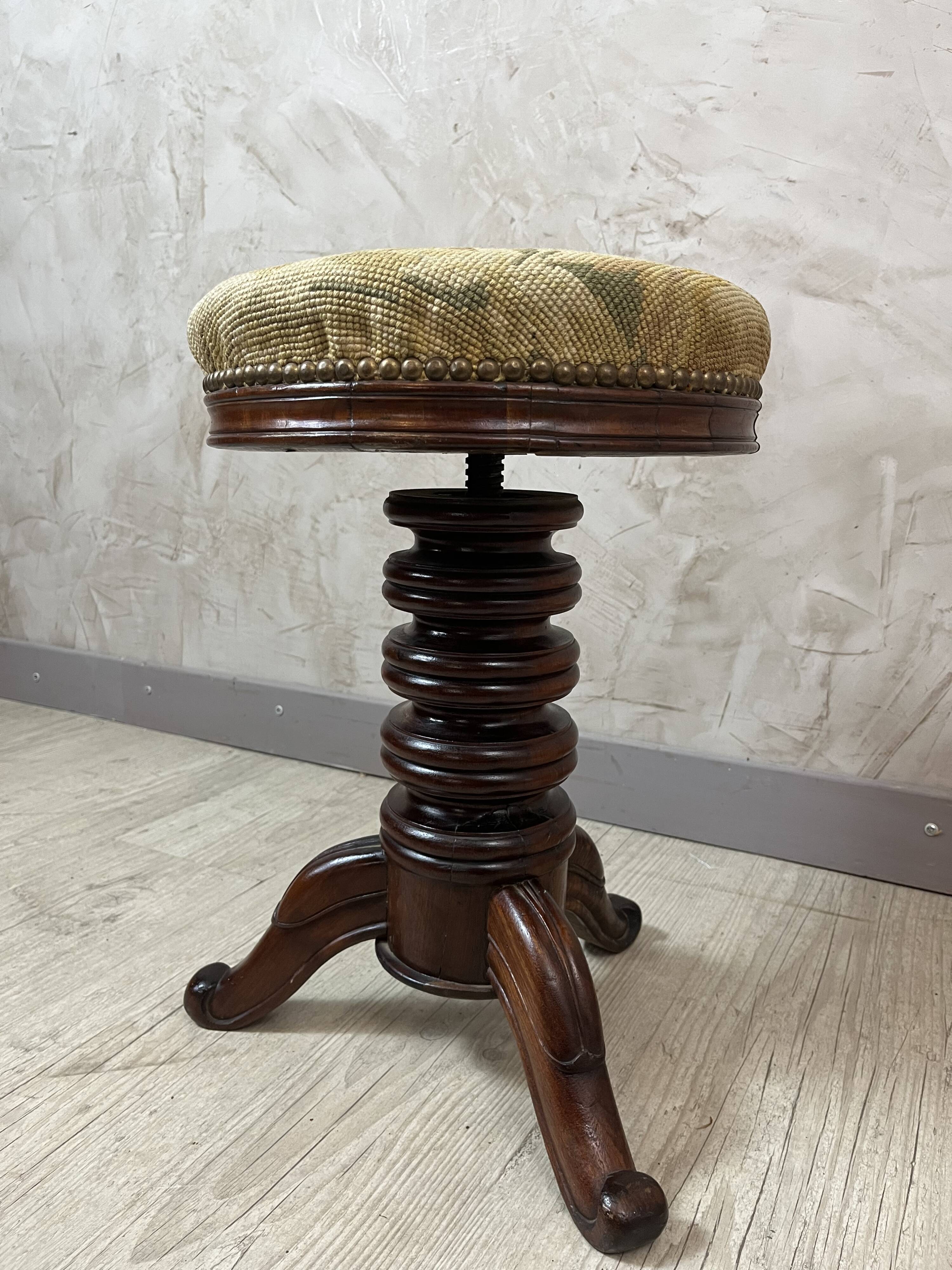 Walnut piano stool