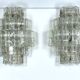 Pair of XL clear murano glass elements wall lamps produced in Italy during the 70s. Attributable to