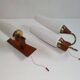 2x Danish Design 50s 60s Wall Lamps, Teak & Brass Sconces