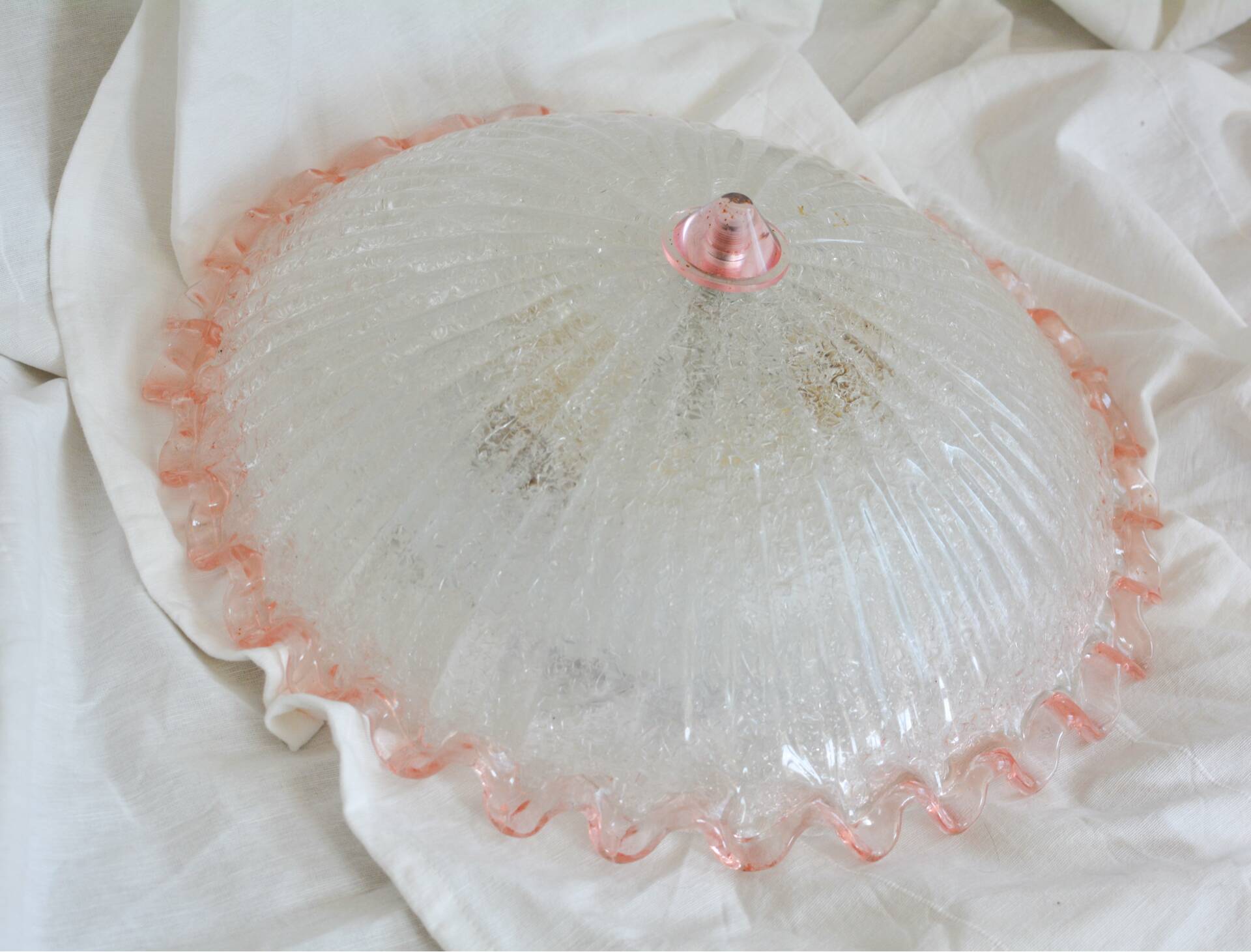 Vintage Italian ceiling light in pink Murano glass, 40 cm