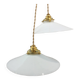 Série de deux suspensions vintage en opaline blanche