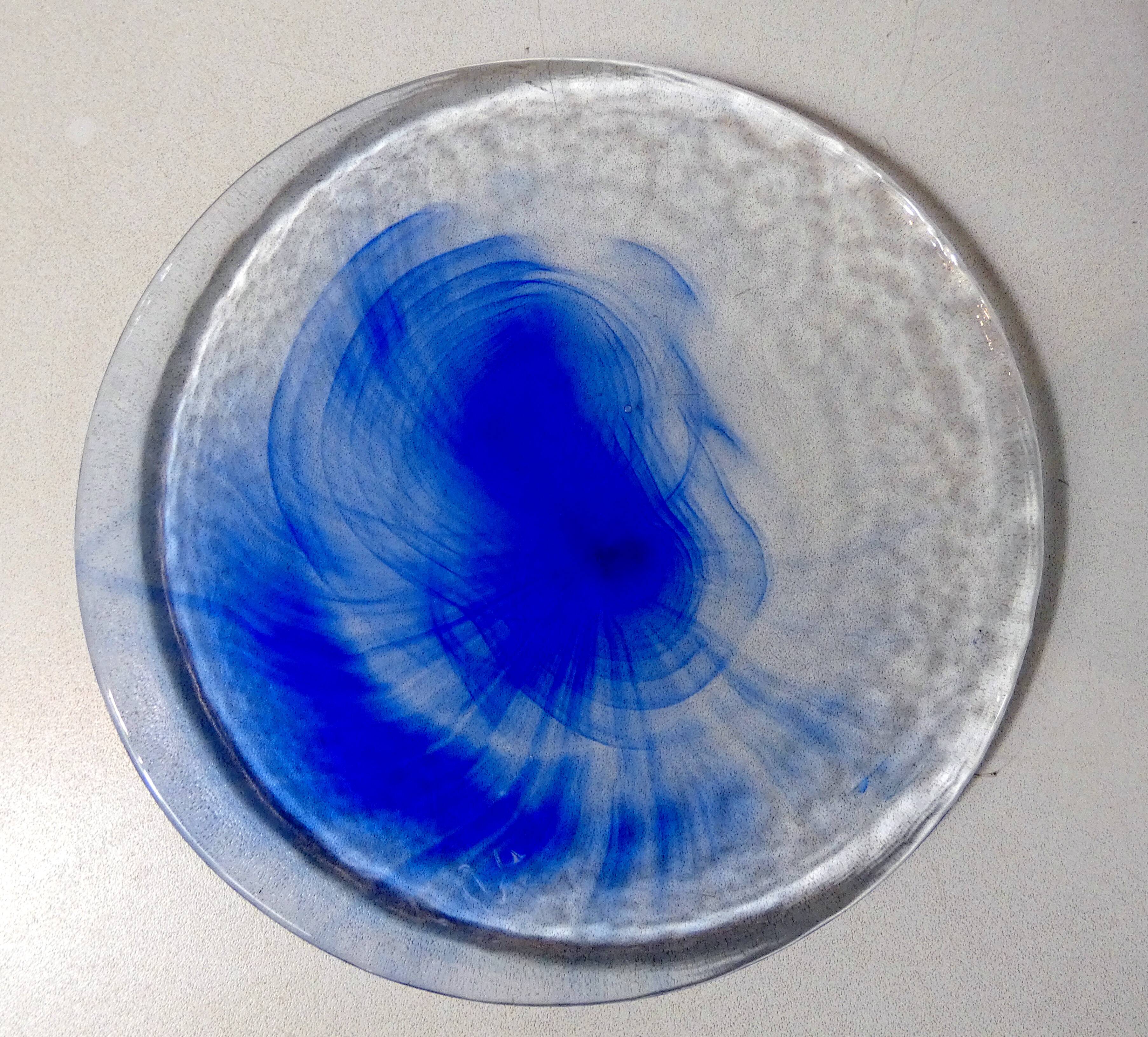 6 assiettes bleu cobalt Bormioli Rocco