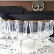 Lot of 6 x Large Wine Glasses. Valencay Gold/Crystal d'Arques model.