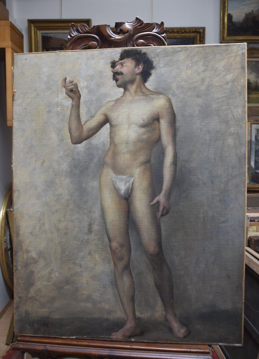 Edmond Suau (1871-1929) An Academy, Oil on Canvas Signed