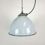 Industrial Grey Enamel Factory Lamp with Cast Iron Top from Zaos, 1960