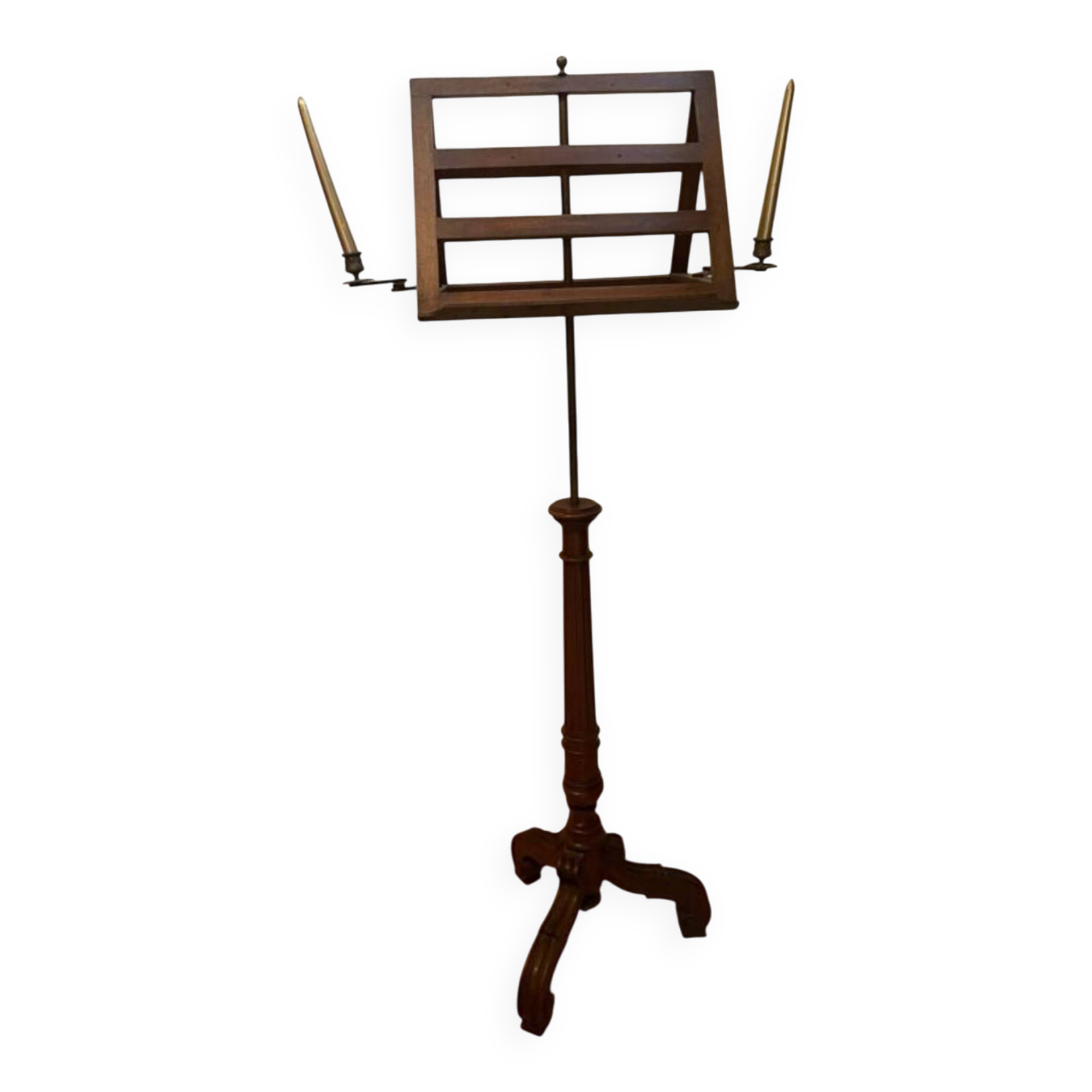 Double candlestick desk in brass, Louis XVI style. Late 19th century.