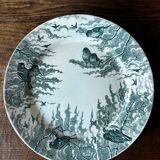 Set of 6 old Sarreguemines Neige green flat plates
