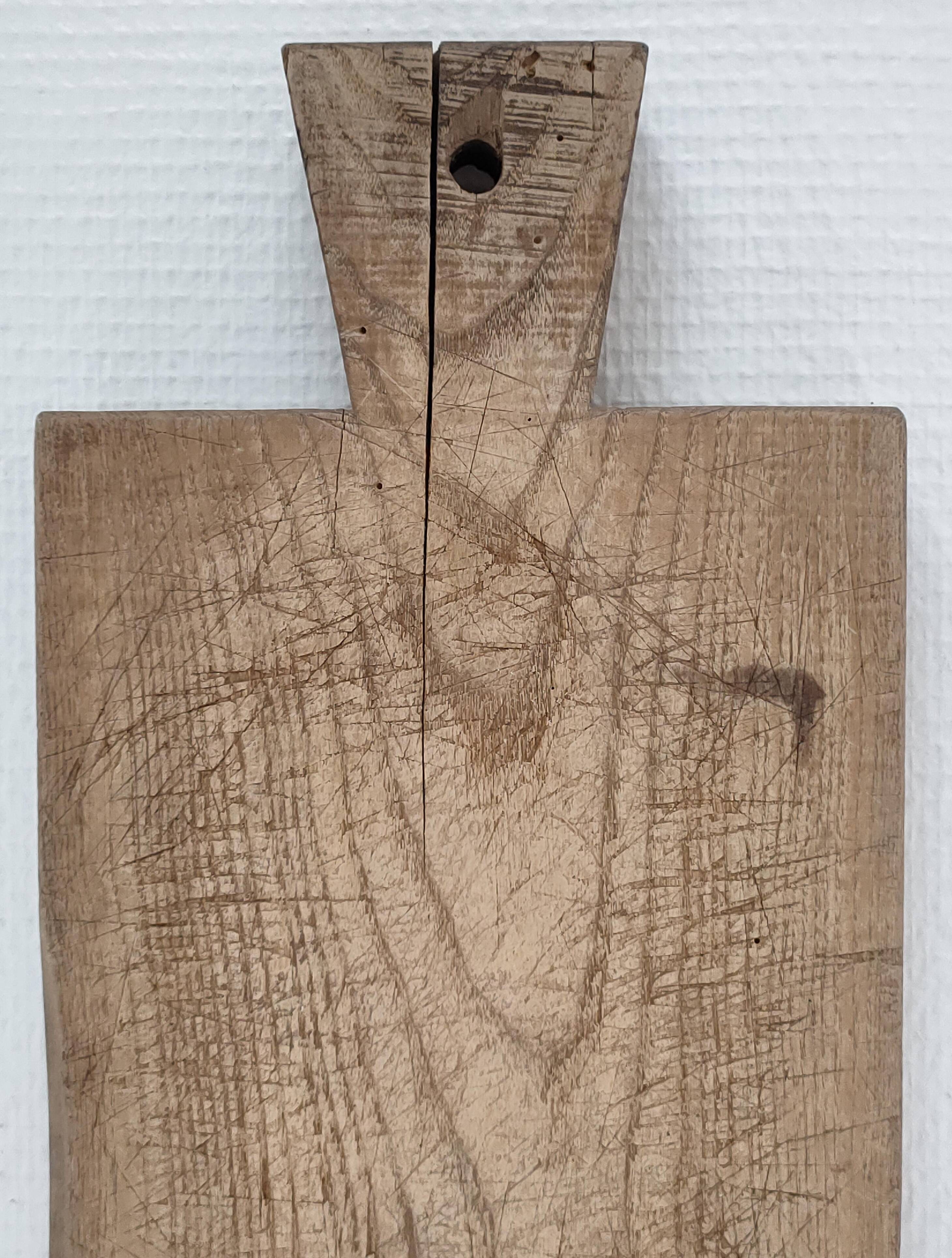 Cutting board solid wood patinated thick early twentieth century