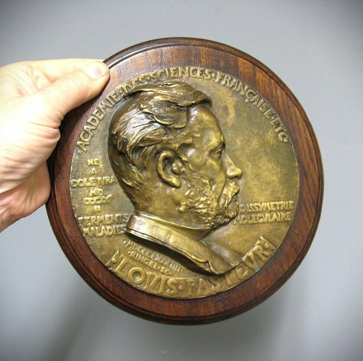 Louis Pasteur bronze medallion by Ringel d'Illzach