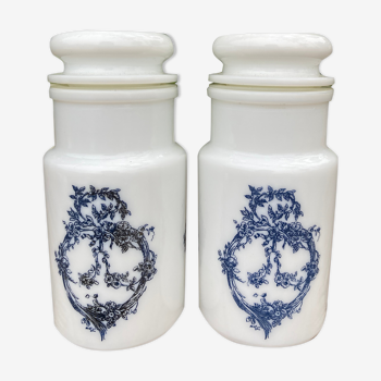 Vintage opaline apothecary pots