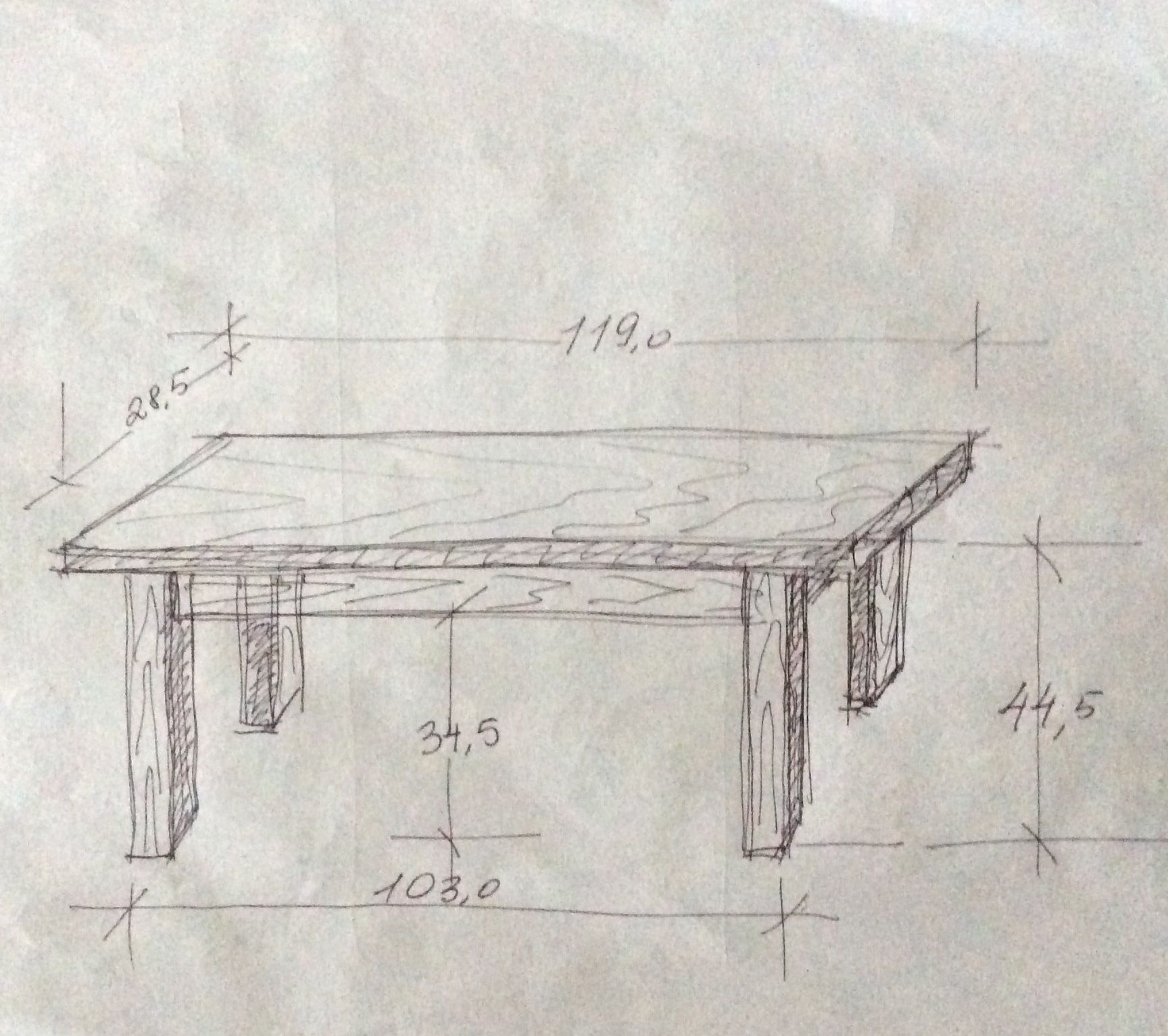 Light wood farmhouse bench around the years 1960-1970 dimension: height -44.5cm- width -103cm-
