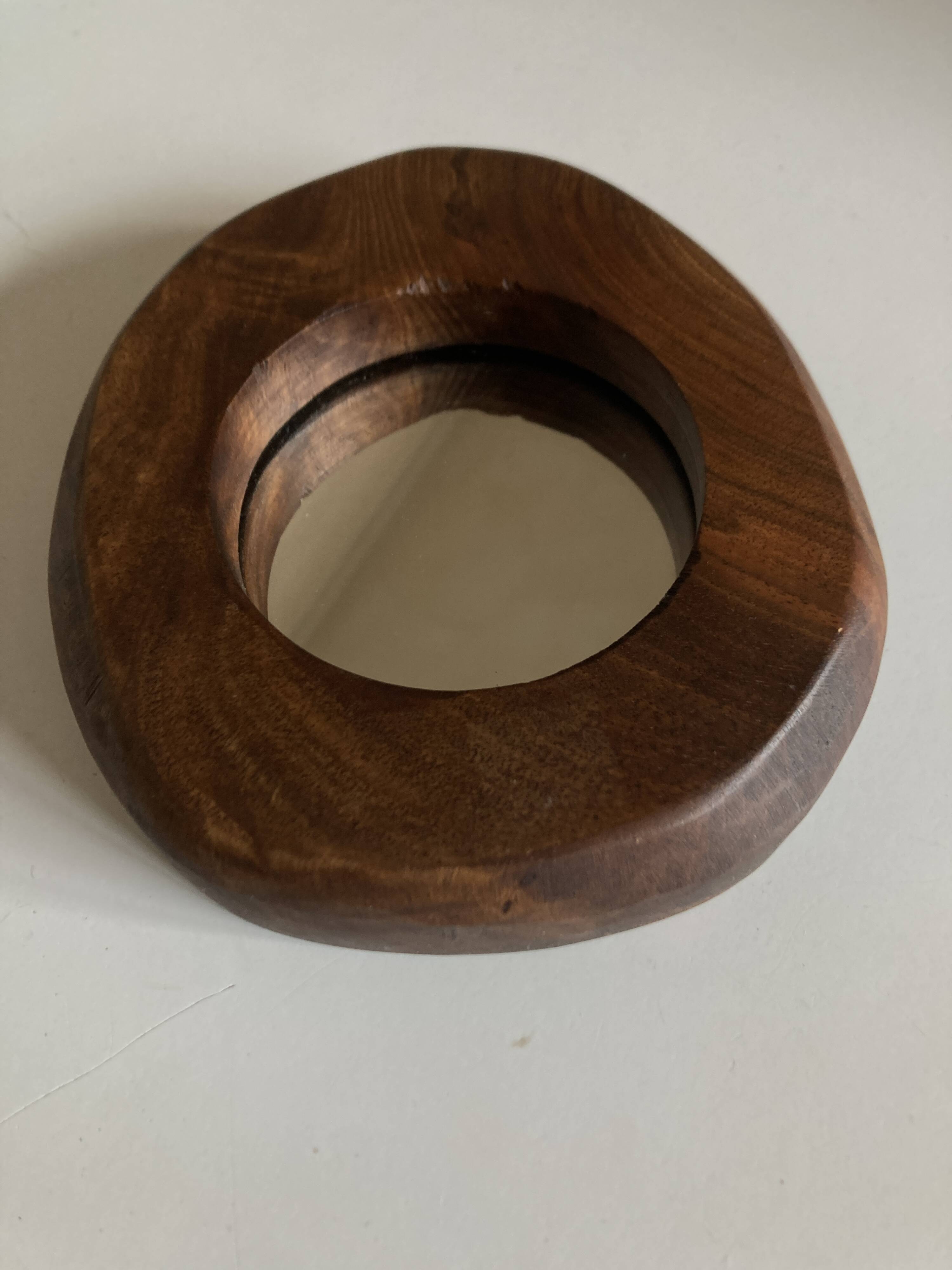 1970 brutalist mirror in elm by Richard Lecompte dlg A. Noll popular art
