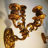Paire d'appliques en bronze Doré et laiton fin xixe h:26CM
