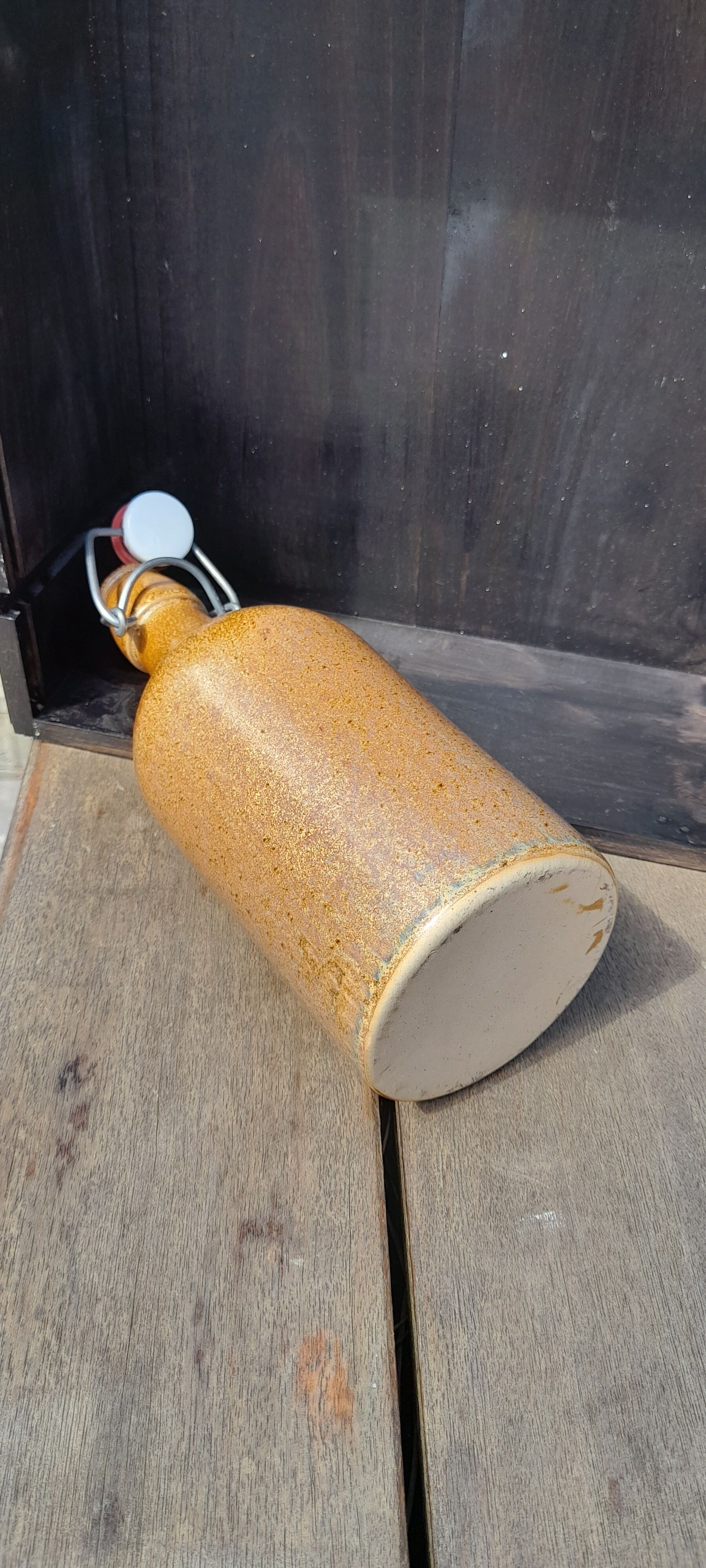 Bouteille/vase/soliflore en grés émaillé, rétro 50's marque MKM