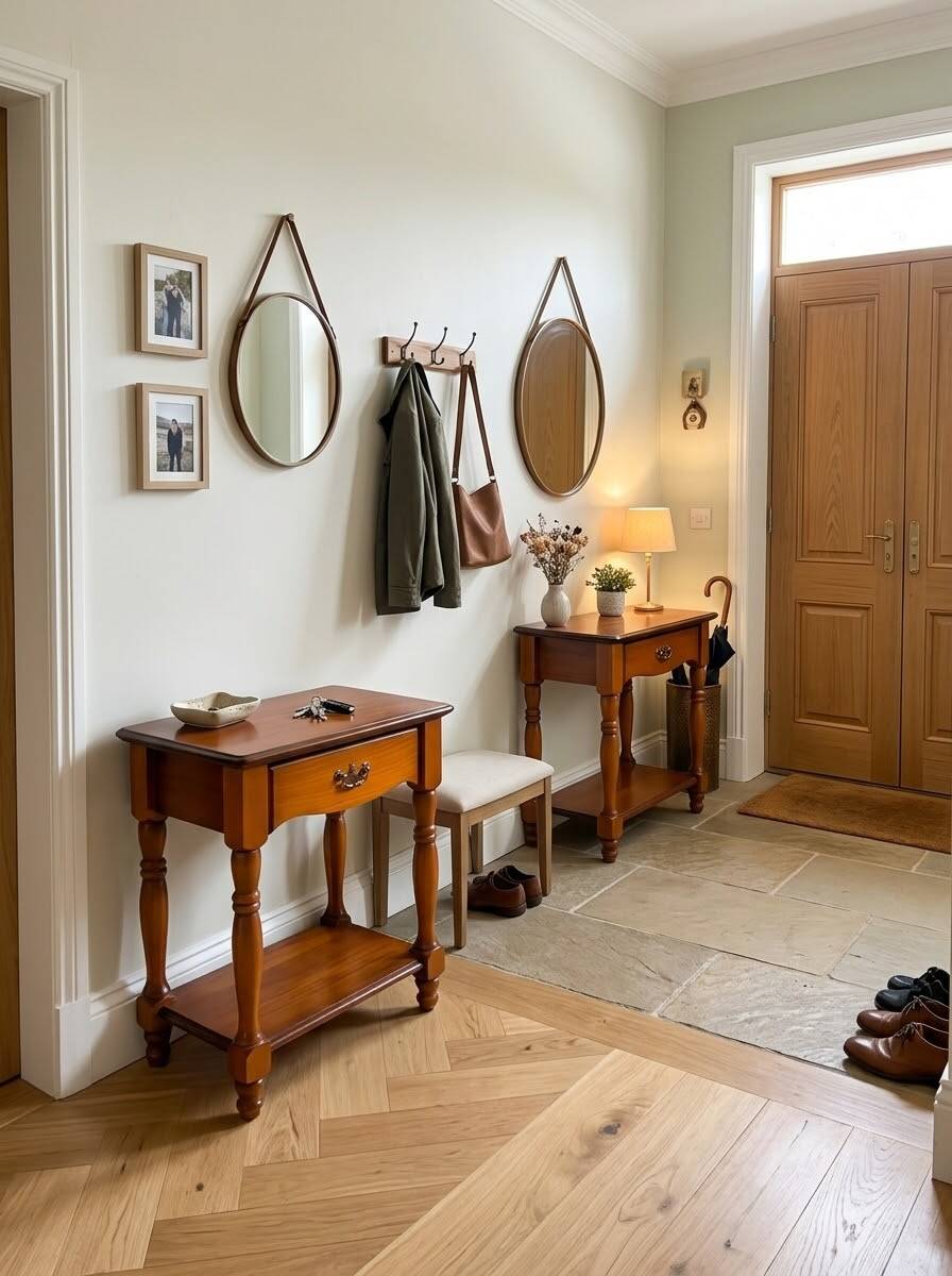 Pair of cherry wood bedside tables from the mid-20th century.