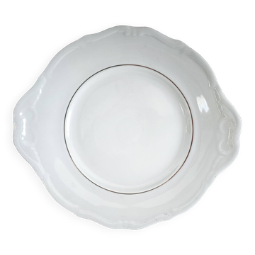 Plat à mignardises à oreilles en porcelaine Manufacture double filet or