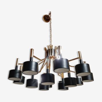 Black chandelier and gilded metal