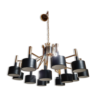 Black chandelier and gilded metal