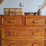 Commode en rotin vintage