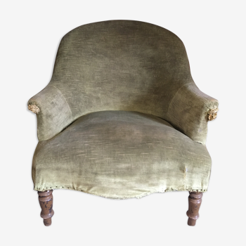 Fauteuil crapaud vert années 30