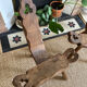 Pair of rustic brutalist tripod wooden chairs farmhouse