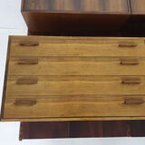 Bibliothèque murale en palissandre par Kai Kristiansen pour Feldballes Mobelfabrik, Danemark années 1950