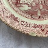 Set of 5 plates and an iron earth cake dish, willow hamage Moulin des loups art deco model
