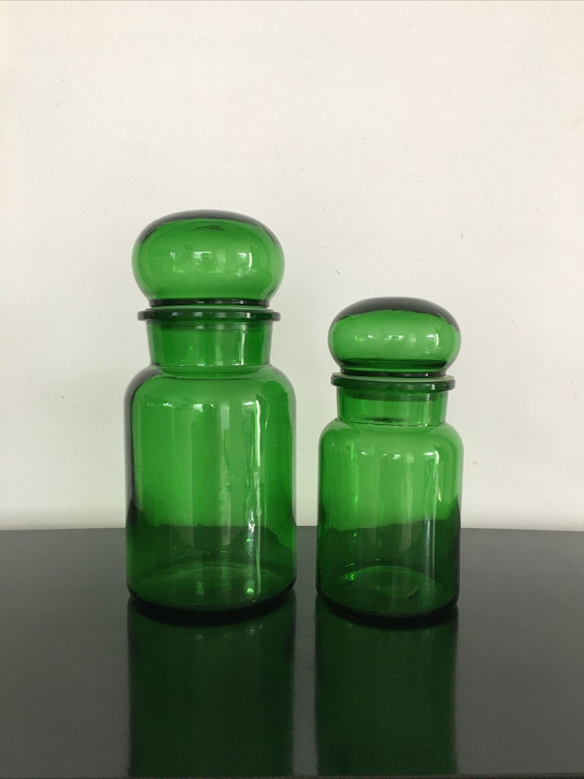 Lot de 2 bocaux en verre vert