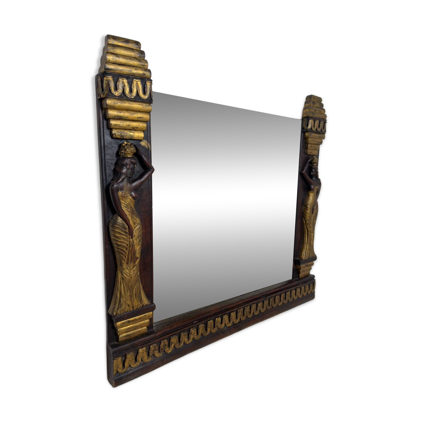 Art Deco style mirror in carved wood