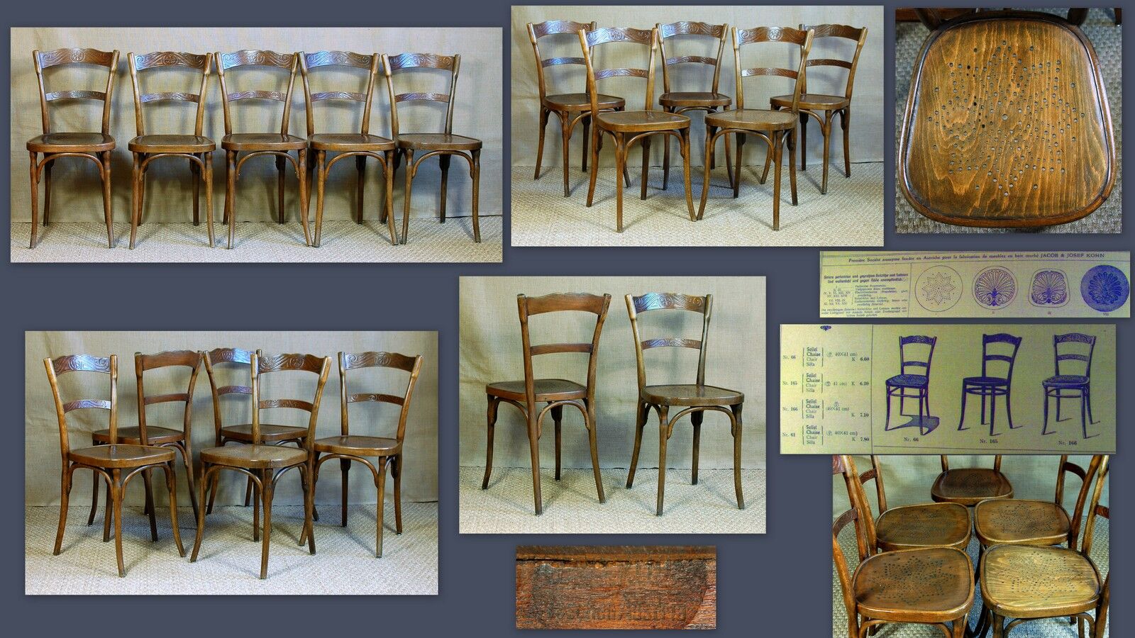 Suite 5 chairs bistro J-J KOHN 1910 ca