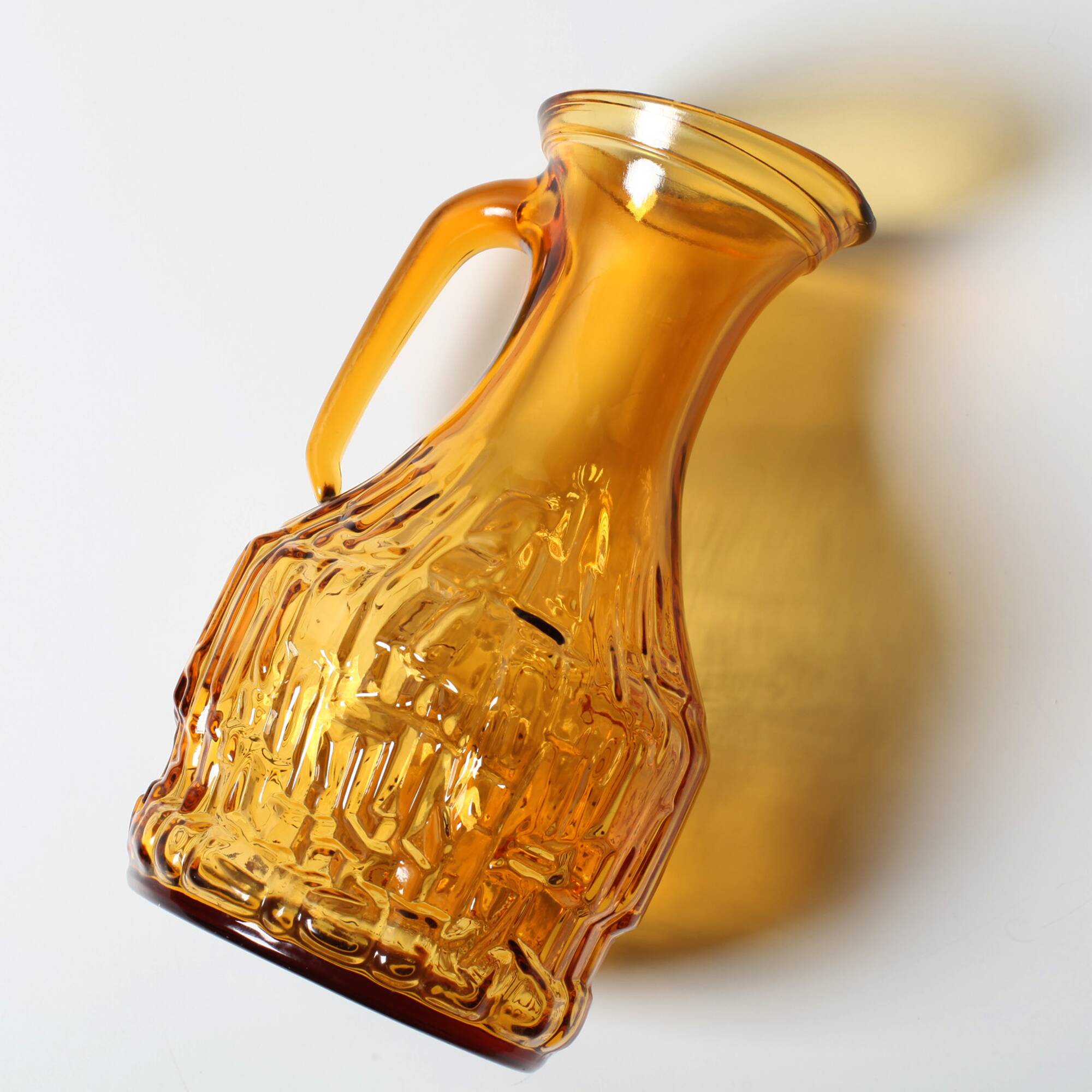 Vintage Designer Italian Amber Glass Pitcher / Mid-century Jug / 1970s