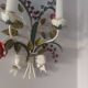 Bougeoir vintage mural décor de fleurs  en métal polychrome