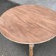 Renovated round extendable farmhouse dining table made of solid wood, 115cm.