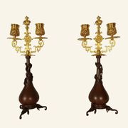 Pair of Japanese-style Candelabra by Ferdinand Barbedienne and Edouard Lievre.