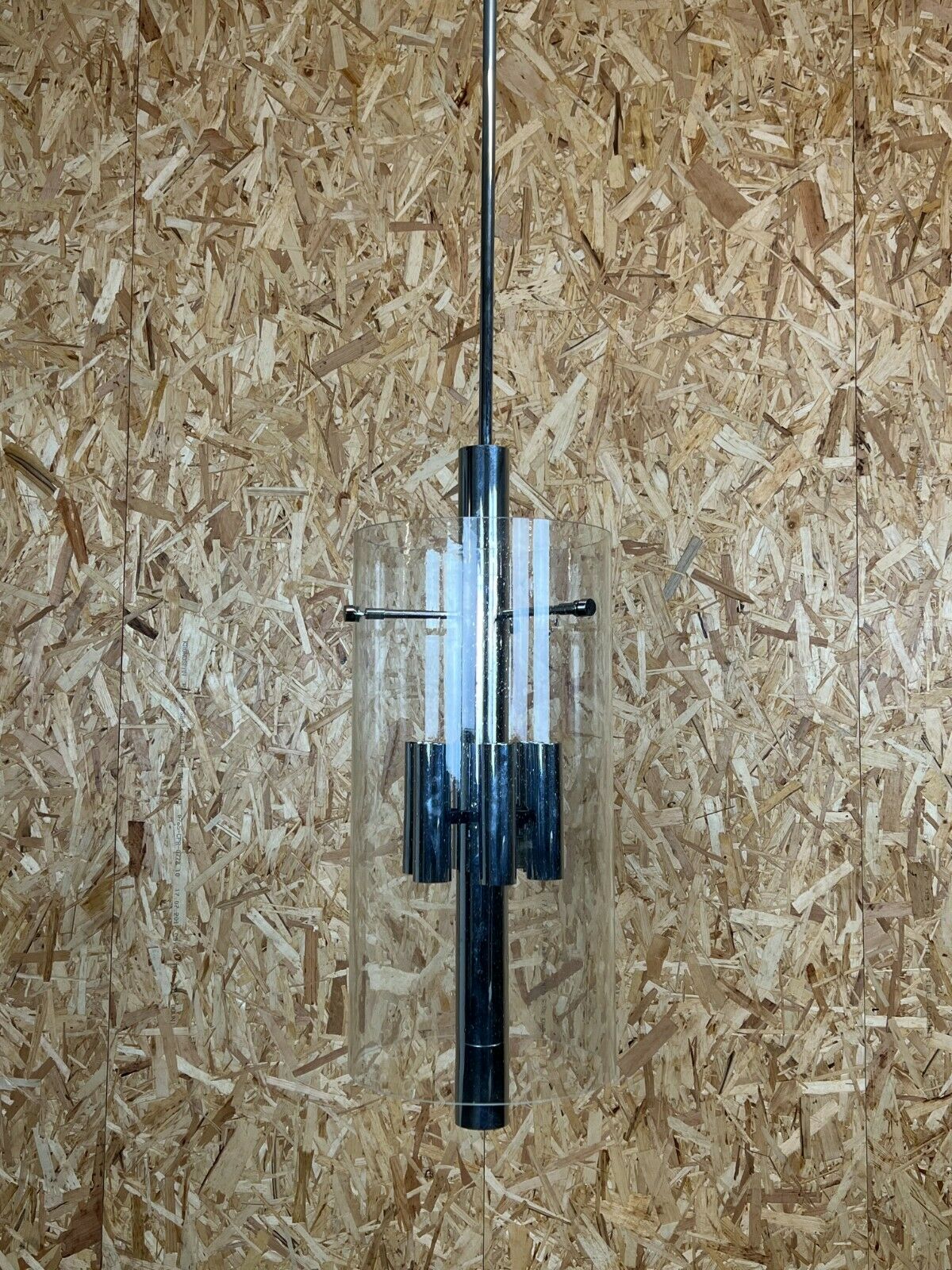 60s 70s Chandelier Huge Chandelier Pendant Lamp Limburg Glass & Chrome Design