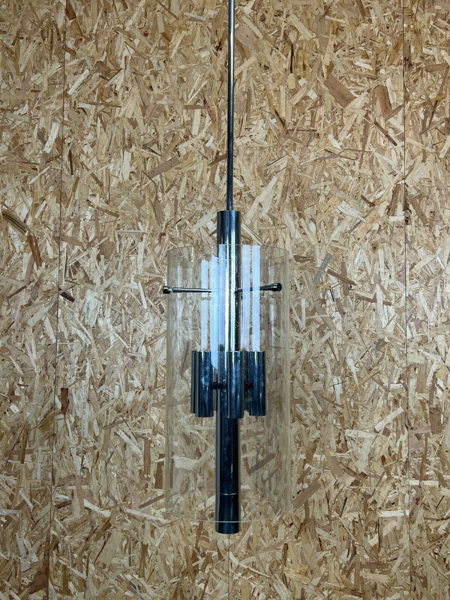 60s 70s Chandelier Huge Chandelier Pendant Lamp Limburg Glass & Chrome Design