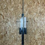 60s 70s Chandelier Huge Chandelier Pendant Lamp Limburg Glass & Chrome Design