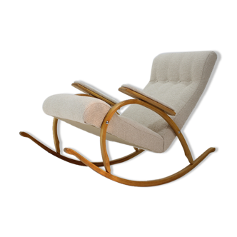 1960s beech bentwood rocking chairs in bouclé