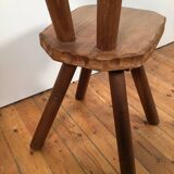 solid oak brutalist organically shaped chair