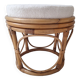 Pouf en rotin et tissu bouclette