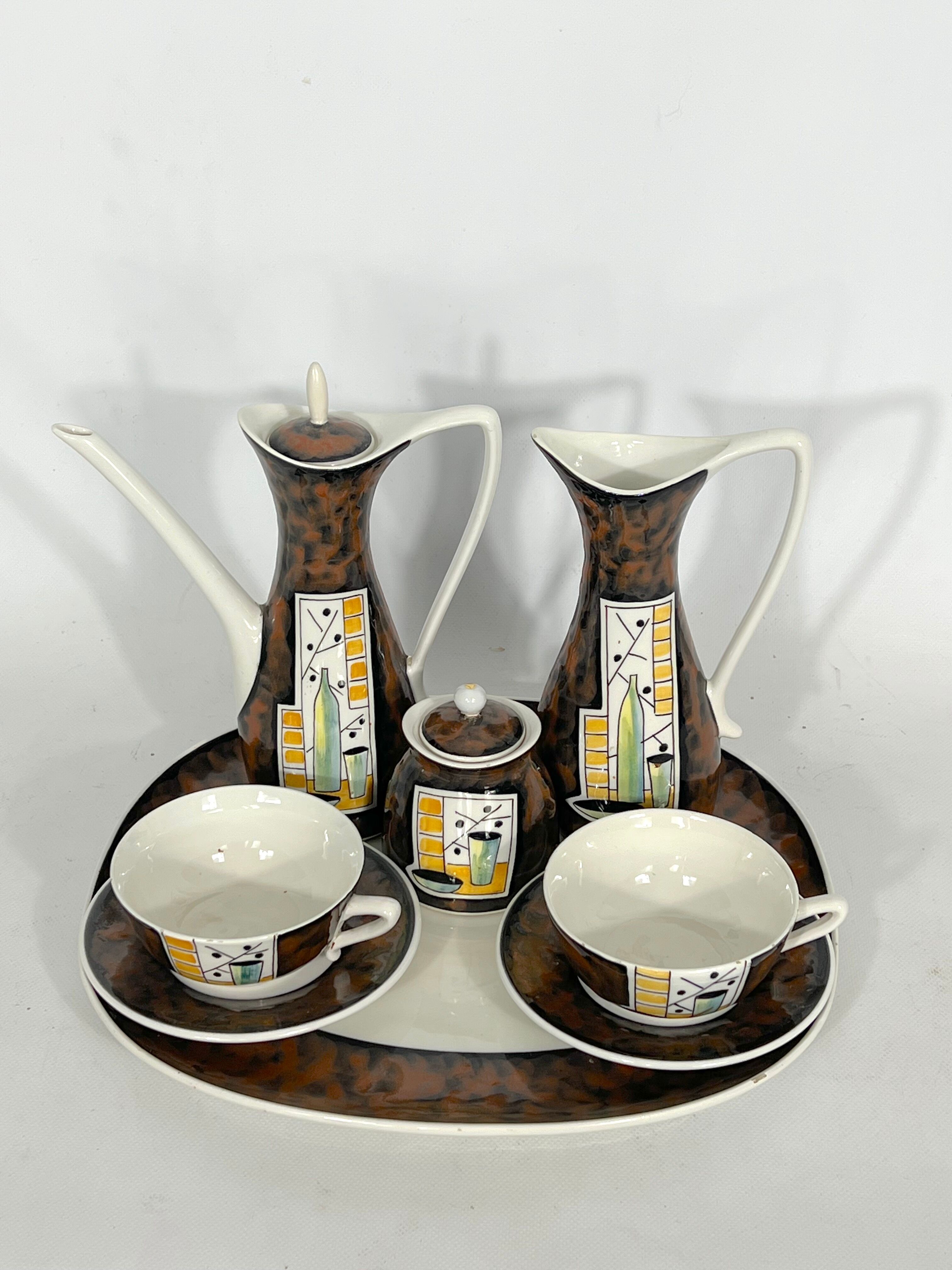 Mid-century ceramic teapot set by Alfa Ceramiche, Italy 1950s
