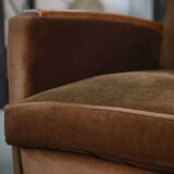 Pair of Art Deco velvet club chairs in the style of Jules Leleu, 1930s