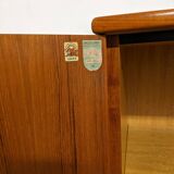 High sideboard, display cabinet and secretary, Scandinavian in teak, France around 1960.