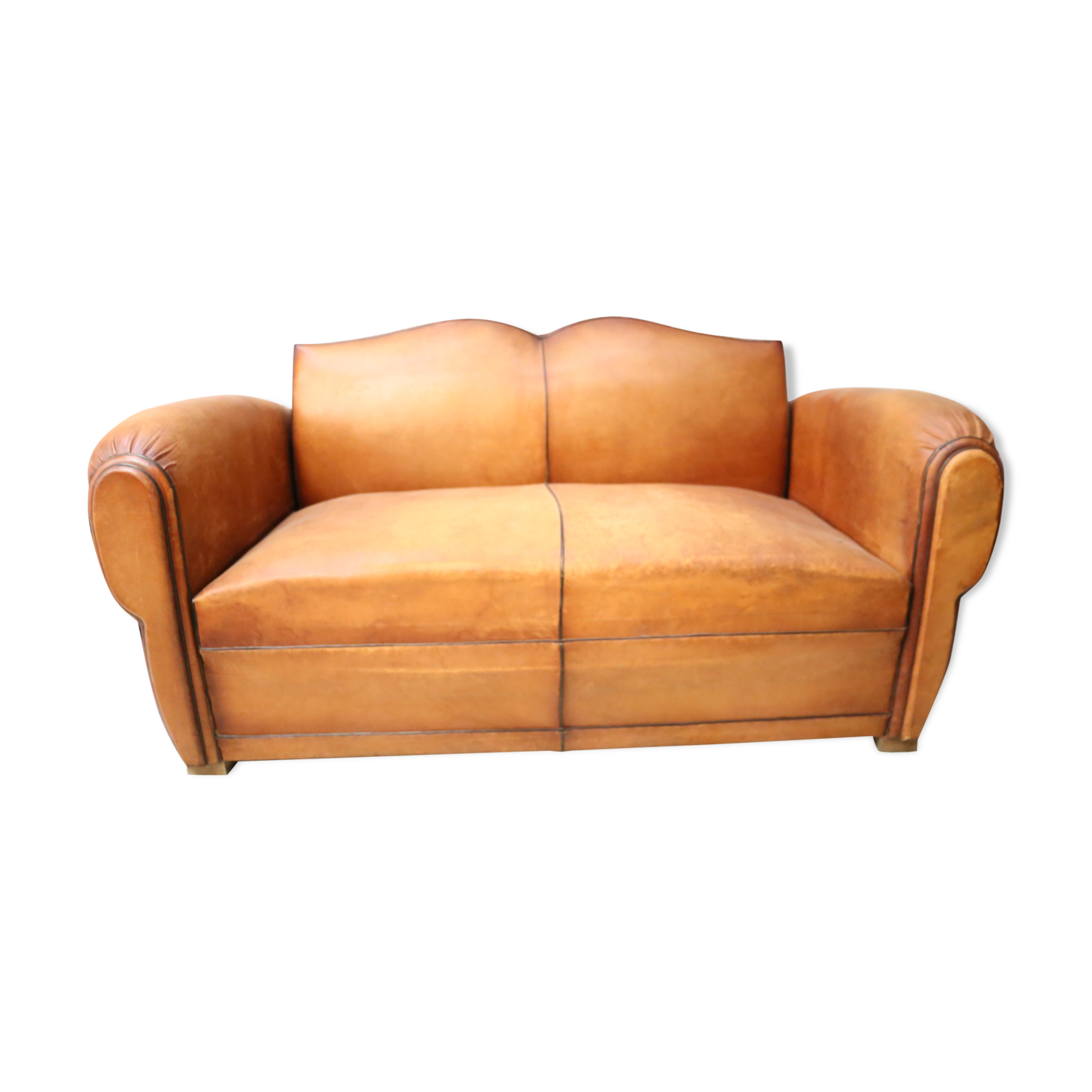 Moustache club sofa in leather, 40s